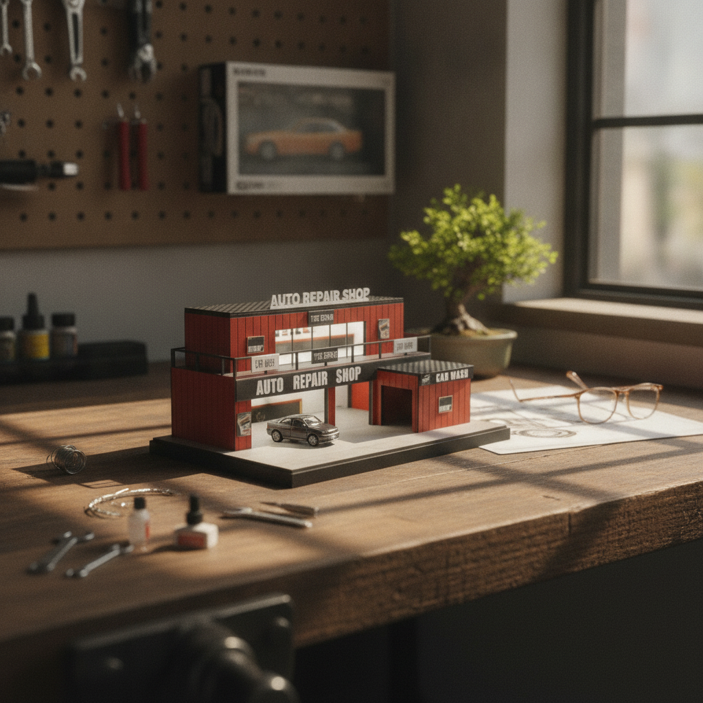 Auto Repair Shop - 1/64 Repair Shop Model Two-Level Auto